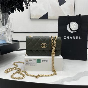 Chanel 22k Flap Bag Lambskin Green Leather AS3609