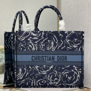 Dior 41cm Book Tote Blue Dior Roses Embroidery