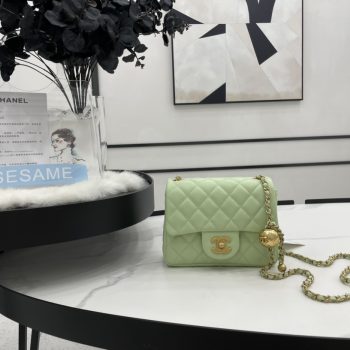 Fake Chanel Mini Flap Bag Denim Gold-Tone Metal Green AS1786 Best Gift