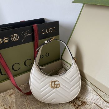 Gucci GG Marmont Half Moon Shaped Mini Bag White 699514