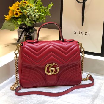 Gucci GG Marmont Small Top Handle Bag 498110 Red