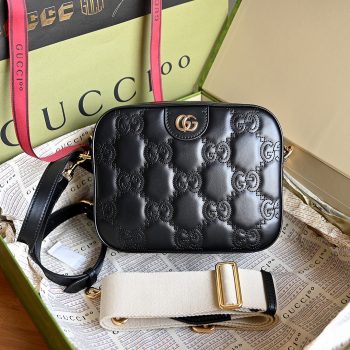 Gucci GG Matelasse Leather Shoulder Bag Black 702234