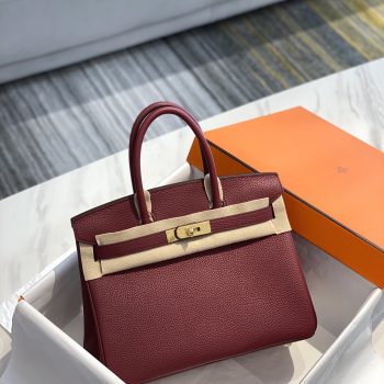 Hermes Birkin 30CM 35CM Togo Leather Red Bordeaux With Gold