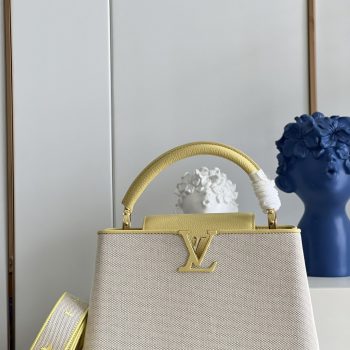 Louis Vuitton Capucines MM Handbag Canvas Embroidery Yellow M59597