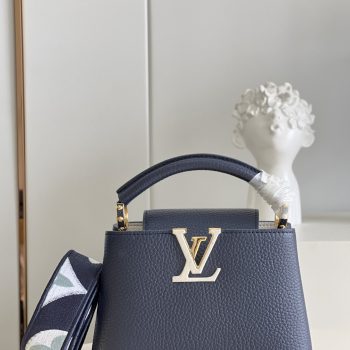 Louis Vuitton Capucines Mini Handbag Taurillon Leather Blue M59438