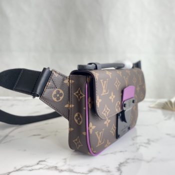 Louis Vuitton Mens S Lock Sling Monogram Macassar Coated Canvas M46245