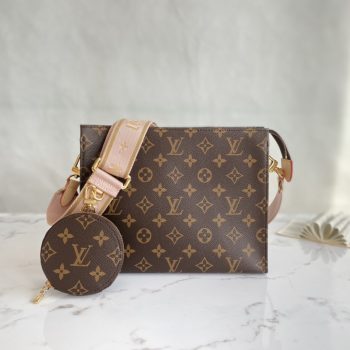 Louis Vuitton Pochette Voyage MM Monogram Macassar Coated Canvas Pink