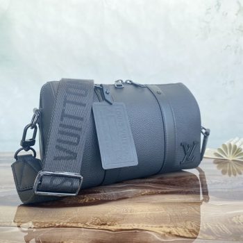 Most Classic Louis Vuittion M59255 City Keepall in Deep Black Aerogram Grained Calf Leather