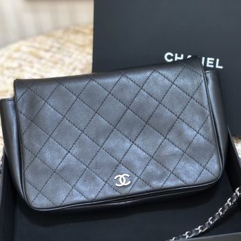 Original Copy Chanel Flap Bag Calfskin Sliver-Tone Metal Black