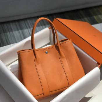 Original Copy Hermes Garden Party Leather Handbags Orange 30cm