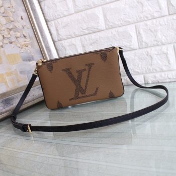 Original Copy Louis Vuitton M69203 Double Zip Pochette Monogram Giant Reverse and Monogram Coated Canvas