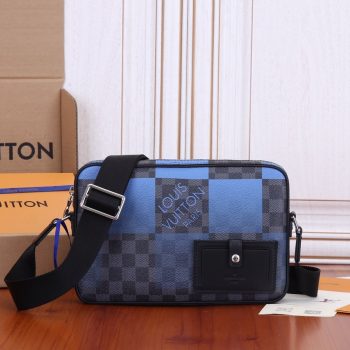 Original Copy Louis Vuitton N40408  Alpha Messenger Blue Damier Graphite Giant Coated Canvas