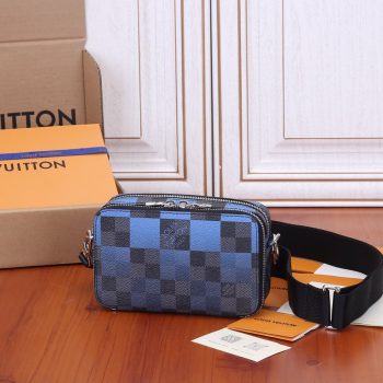 Original Copy Louis Vuitton N60414 Alpha Wearable Wallet Blue Damier Graphite Giant Coated Canvas
