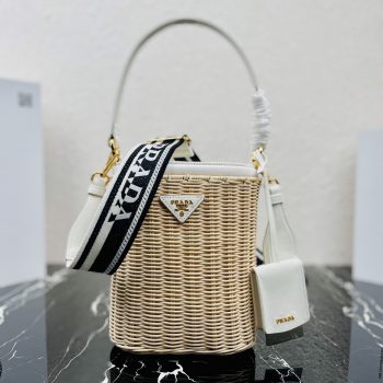 Prada Bolso Saco de Mimbre y Lona White