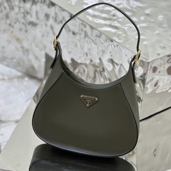 Prada Cleo Brushed Leather Shoulder Bag Dark Green