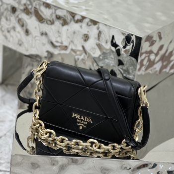 Prada Prada System Nappa Patchwork Shoulder Bag Black 1BD328