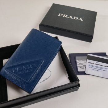 Prada Saffiano Leather Wallet Blue 2MC101
