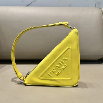 Prada Triangle Leather Shoulder Bag Yellow 1BH190