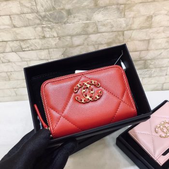 Replica Chanel 19 Chanel Short Wallet Dark Red