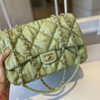 Replica Chanel AS2234 Large Flap Bag Calfskin Gold-Tone Metal Green 20cm