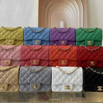 Replica Chanel Clasica Flap Mini Chain Shoulder Bag 17cm Quilted Lambskin With Gold 12 Colors