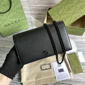 Replica Gucci 497985 Women GG Marmont Chain Wallet Black For Ladies Price Online