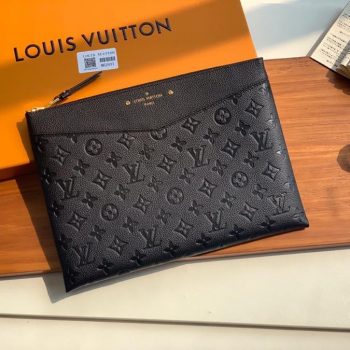 Replica Louis Vuitton Women Daily Pouch Monogram Empreinte Leather Noir M62937