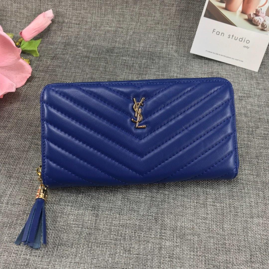 Replica-Saint-Laurent-Monogram-Wallet-In-Grain-De-Poudre-Embossed-Leather-Blue-With-Gold-LOGO.jpg
