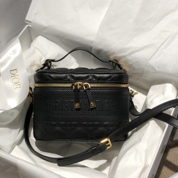 Replica Small DiorTravel Vanity Case Black Cannage Lambskin