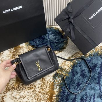 Saint Laurent Monogram Mini Nolita in Lambskin Black