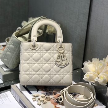 Small Lady Dior My ABCDior Bag White Ultramatte Cannage Calfskin