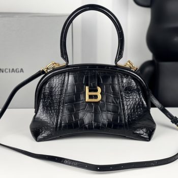 Summer Popular Balenciaga Women Editor Small Bag Crocodile Embossed Black AAA Quality