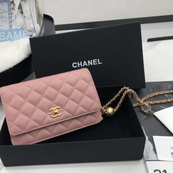 Vintage Chanel AP1450 Wallet on Chain Pink Leather With Gold-Tone Metal Ball Price Online Replica