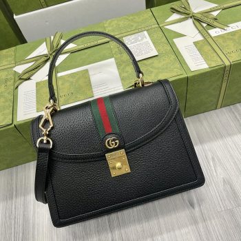 Gucci 651055 Ophidia GG Small Top Handle Bag Black Leather