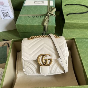 Gucci 739682 GG Marmont Matelasse Mini Tote Bag White