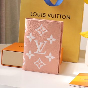 Louis Vuitton M46290 Passport Cover Embossed Supple Grained Cowhide Leather Rose