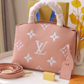 Louis Vuitton M46353 Petit Palais Handbag Embossed Supple Grained Cowhide Leather Rose