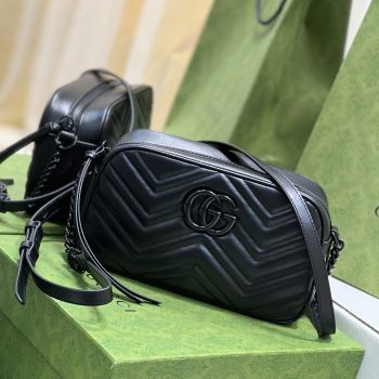 Gucci 447632 GG Marmont Small Shoulder Bag All Black