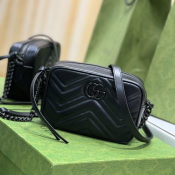 Gucci 448065 GG Marmont Matelasse Mini Bag Black Leather
