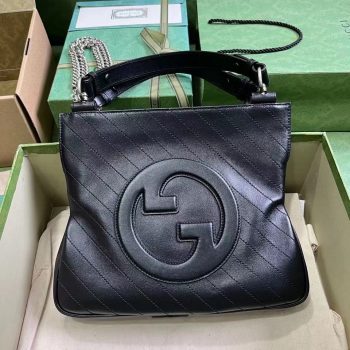 Gucci 751518 Blondie Small Tote Bag Black Leather