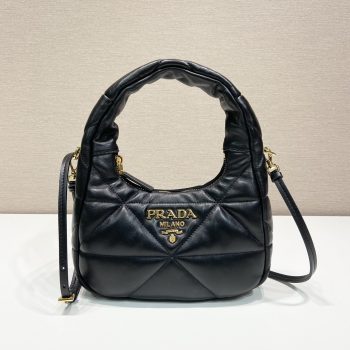 Prada 1BA384 Nappa-leather mini bag with topstitching Black
