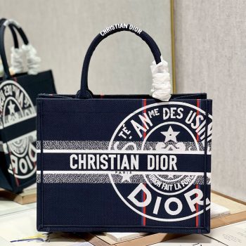 Dior Medium Book Tote Blue Dior Union Embroidery 36cm