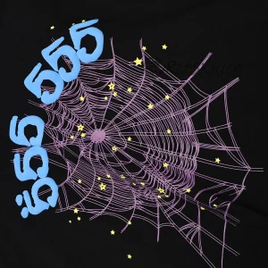Sp5der Black 555555 Spider Web Tee