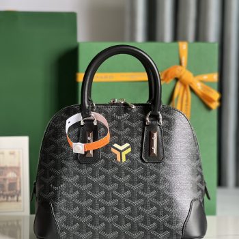 Goyard Vendome PM Bag Goyardine Canvas Chevroches Calfskin Black