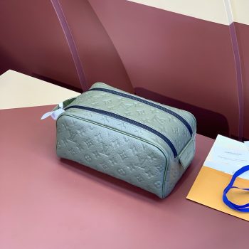 Louis Vuitton M82576 Dopp Kit Embossed Taurillon Monogram Cowhide Leather Gray