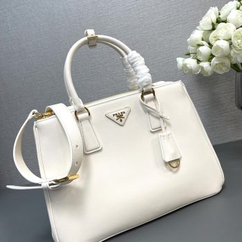 Prada 1BA274 Large Prada Galleria Saffiano Leather Bag White
