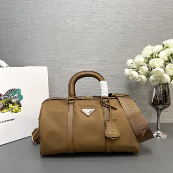 Prada 1BB233 Prada Re-Edition 1978 medium Re-Nylon and Saffiano leather top-handle bag Brown