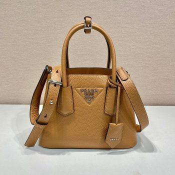 Prada 1BG443 Double Saffiano Leather Mini Bag Deer Skin Pattern Brown