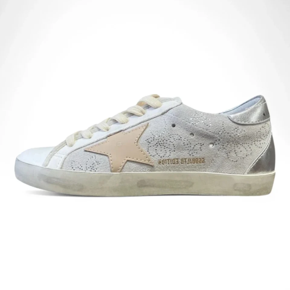 GG Super-Star leather White & Silver Heel Sneakers