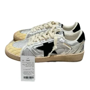 Ball Star LAB in silver leather with black suede star and heel tab